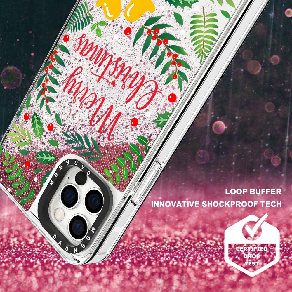 Merry Christmas Glitter Phone Case - iPhone 12 Pro Case - MOSNOVO