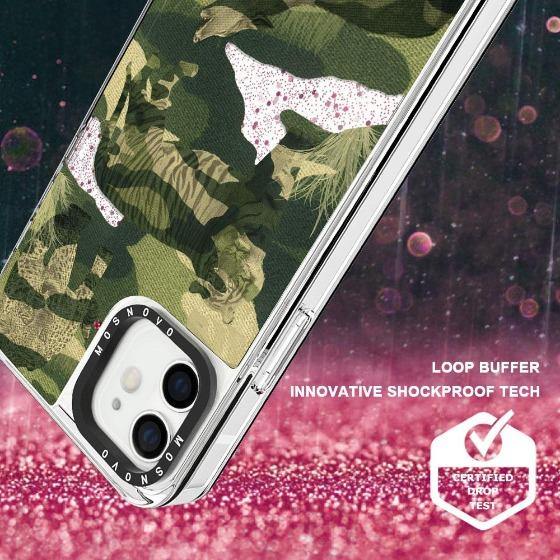 Military Camouflage Glitter Phone Case - iPhone 12 Mini Case - MOSNOVO