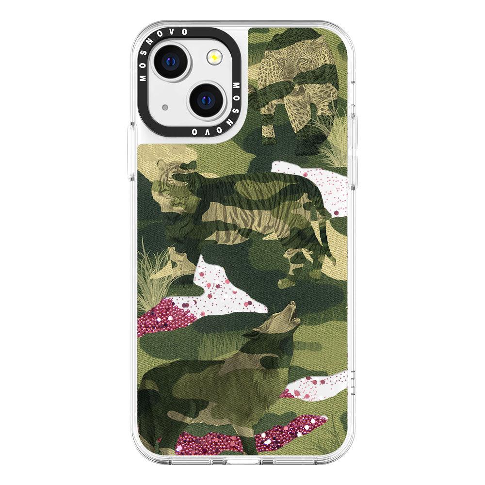Military Camouflage Glitter Phone Case - iPhone 13 Case - MOSNOVO
