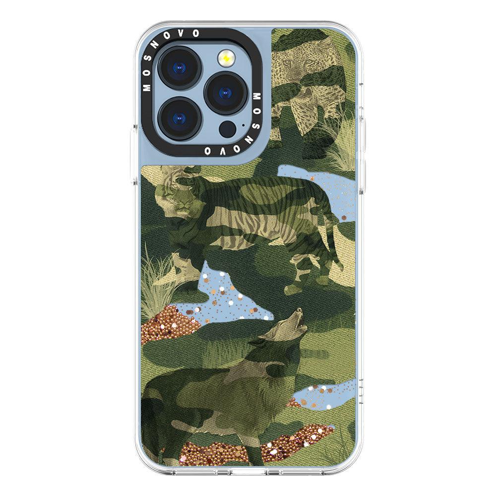 Military Camouflage Glitter Phone Case - iPhone 13 Pro Case - MOSNOVO