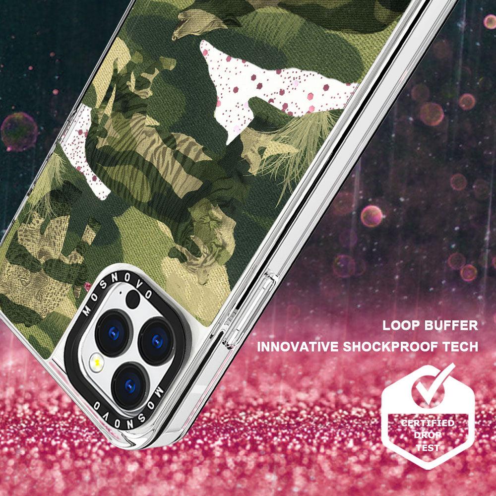 Military Camouflage Glitter Phone Case - iPhone 13 Pro Max Case - MOSNOVO
