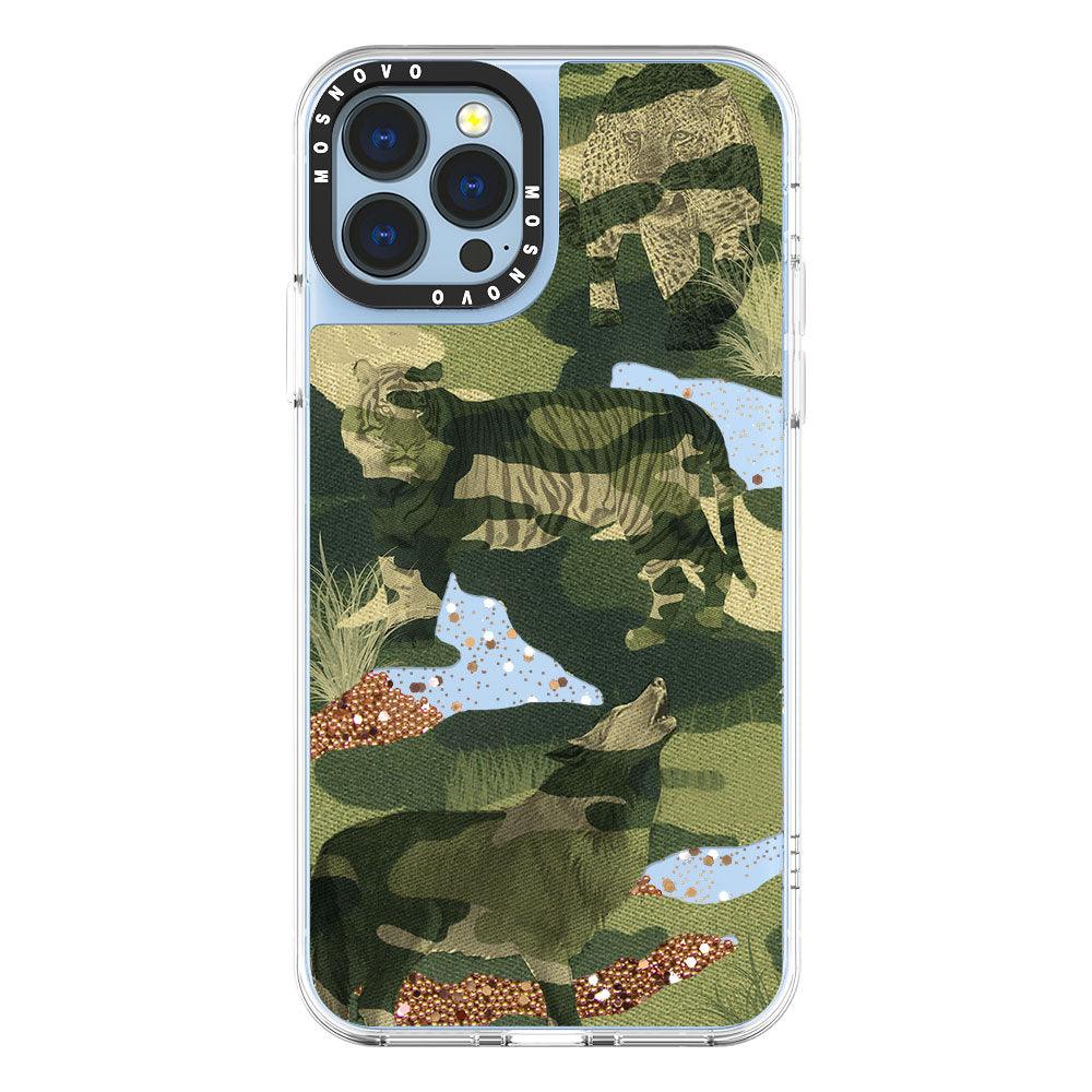 Military Camouflage Glitter Phone Case - iPhone 13 Pro Max Case - MOSNOVO
