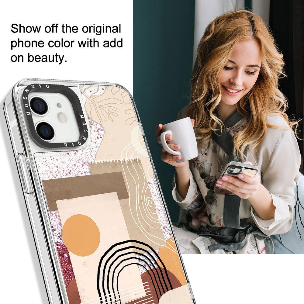 Minimalist Abstract Art Glitter Phone Case - iPhone 12 Case - MOSNOVO
