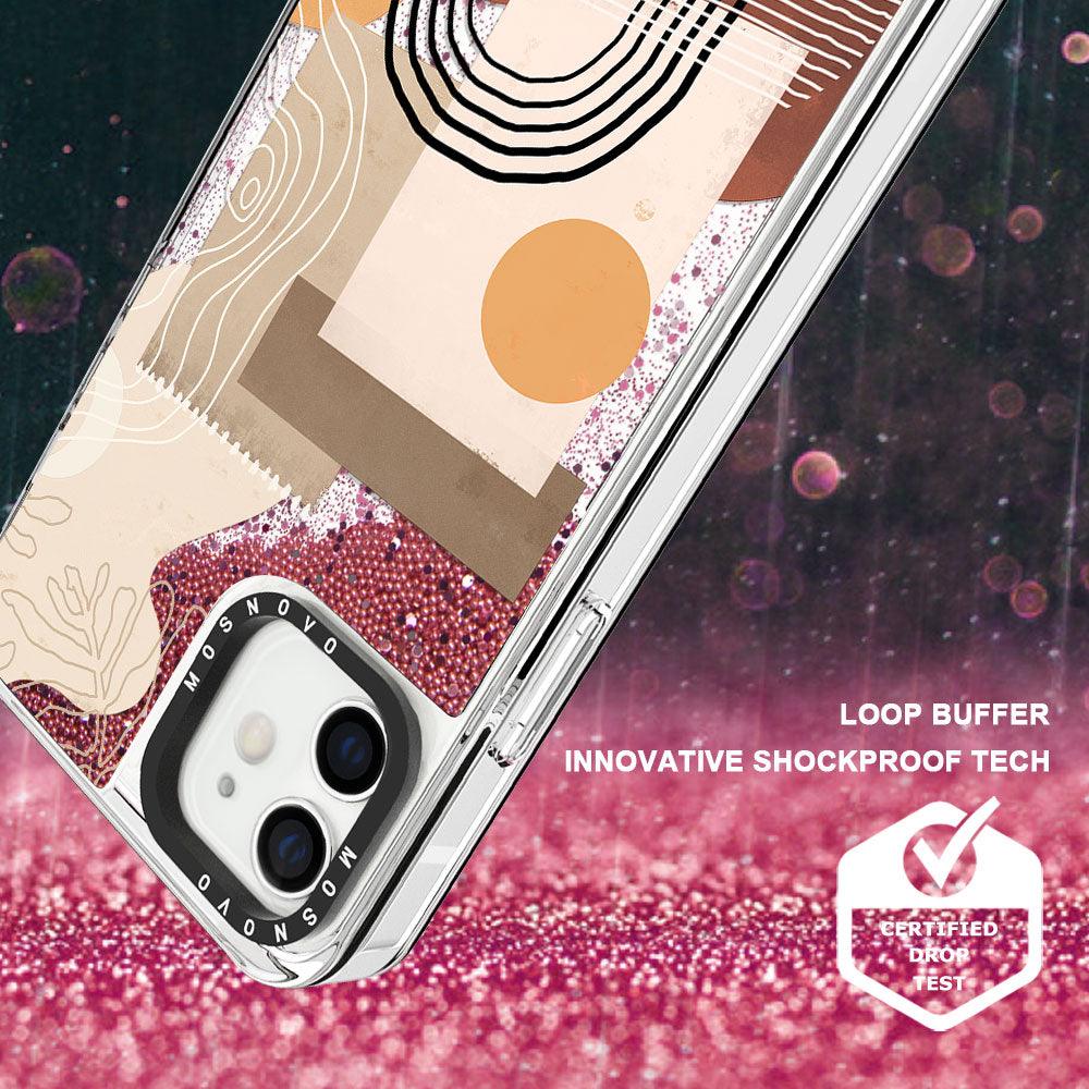 Minimalist Abstract Art Glitter Phone Case - iPhone 12 Mini Case - MOSNOVO