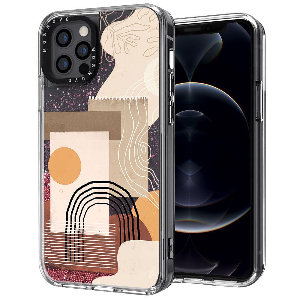 Minimalist Abstract Art Glitter Phone Case - iPhone 12 Pro Case - MOSNOVO
