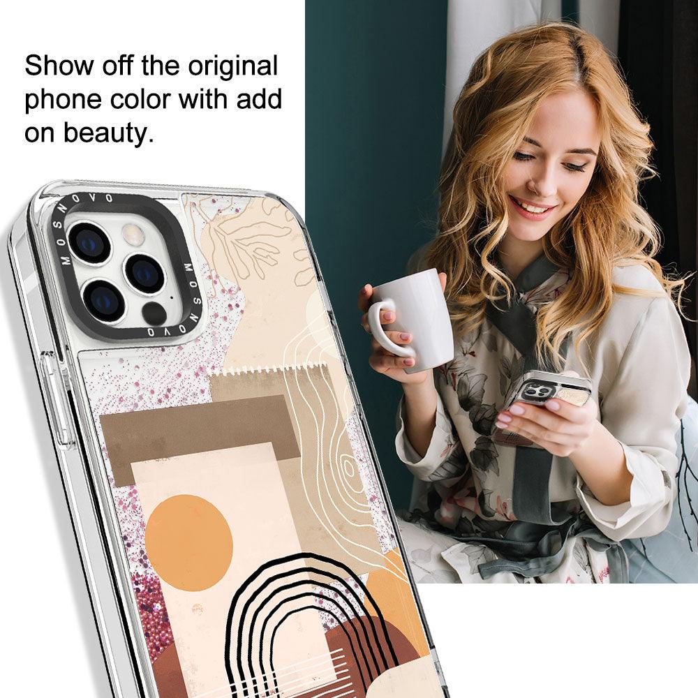 Minimalist Abstract Art Glitter Phone Case - iPhone 12 Pro Case - MOSNOVO