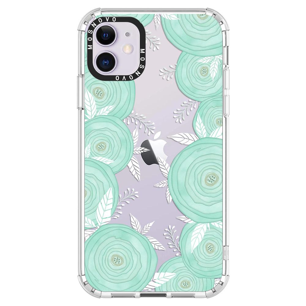 Mint Flower Phone Case - iPhone 11 Case - MOSNOVO