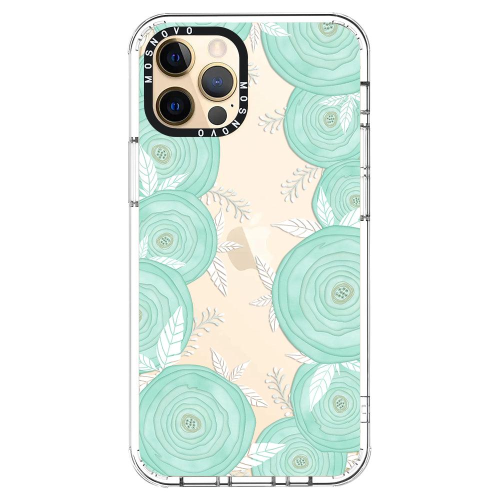 Mint Flower Phone Case - iPhone 12 Pro Case - MOSNOVO
