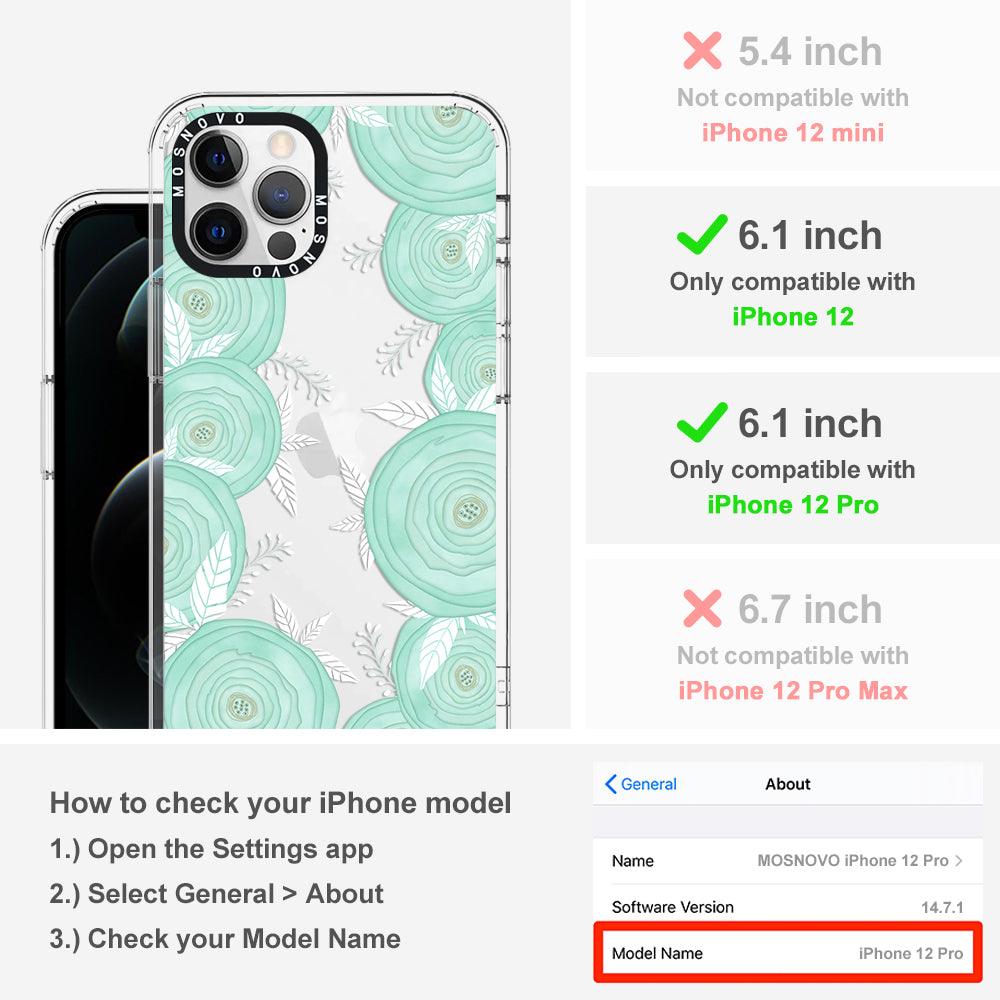 Mint Flower Phone Case - iPhone 12 Pro Case - MOSNOVO