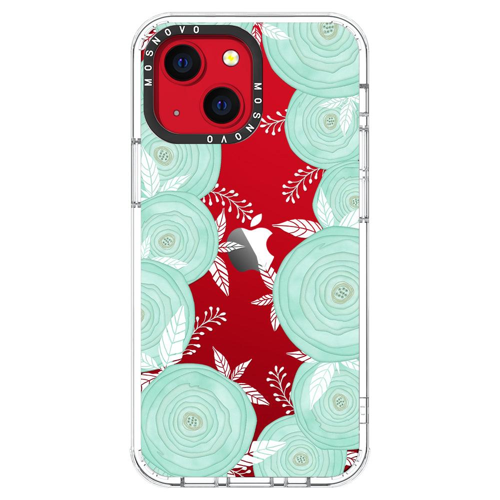 Mint Flower Phone Case - iPhone 13 Case - MOSNOVO