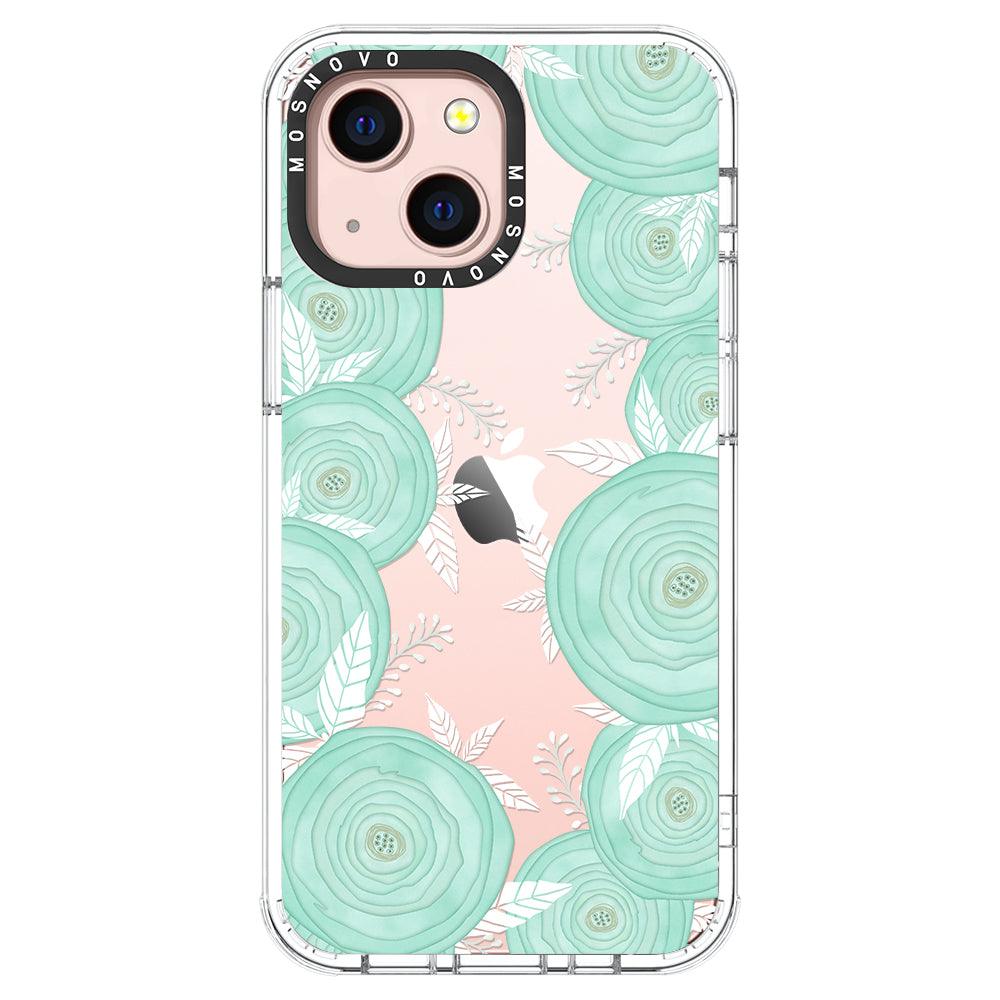 Mint Flower Phone Case - iPhone 13 Mini Case - MOSNOVO