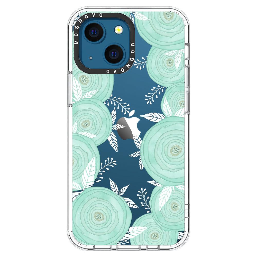 Mint Flower Phone Case - iPhone 13 Mini Case - MOSNOVO