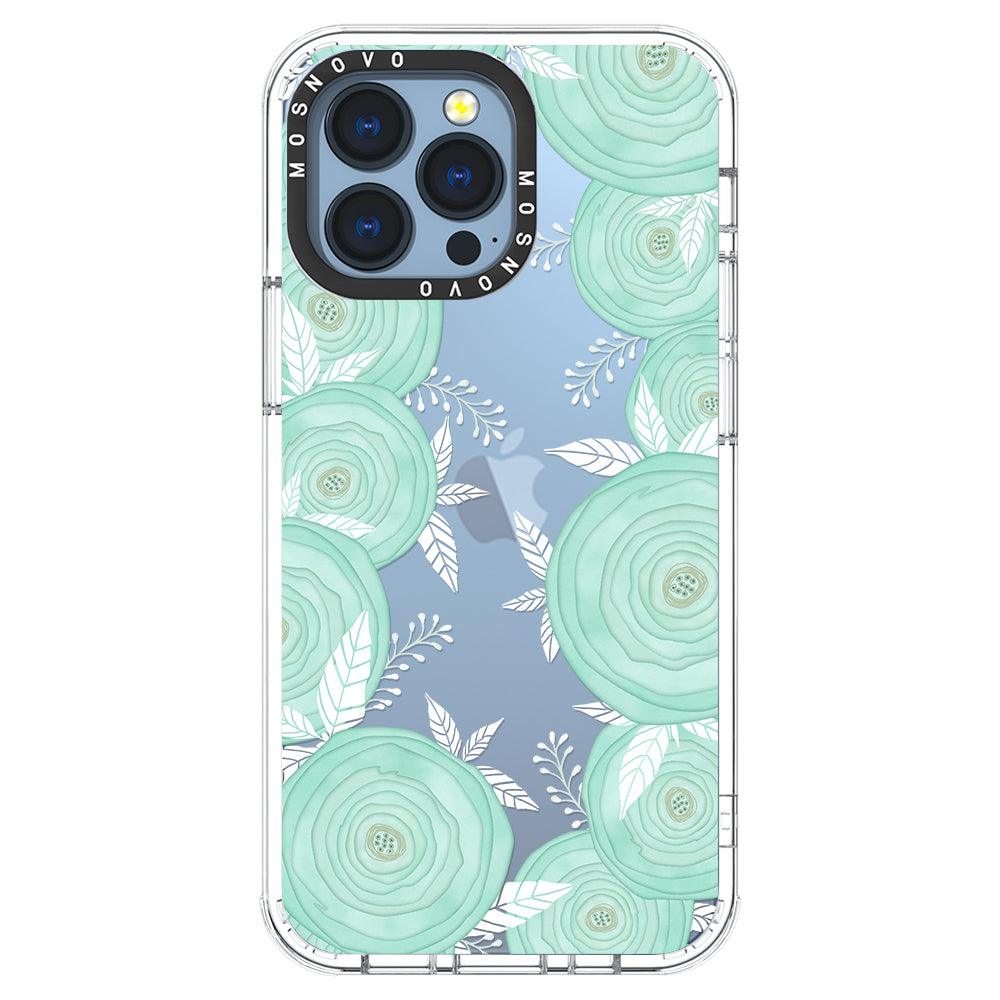 Mint Flower Phone Case - iPhone 13 Pro Case - MOSNOVO