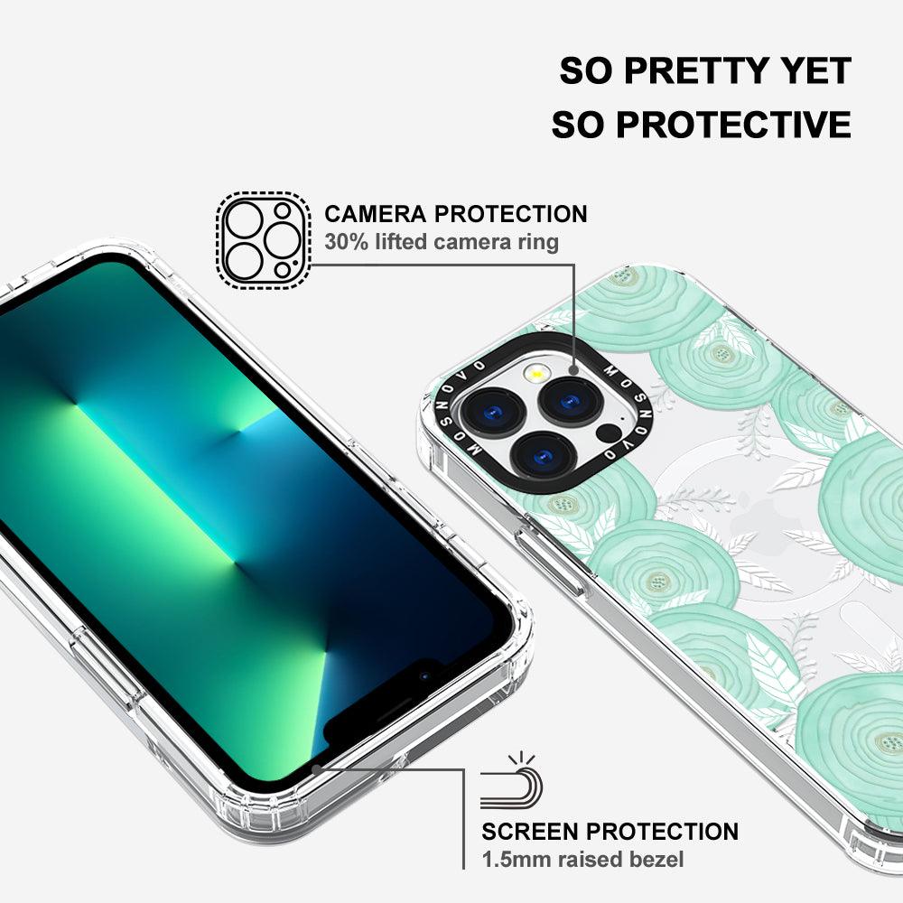 Mint Flower Phone Case - iPhone 13 Pro Case - MOSNOVO