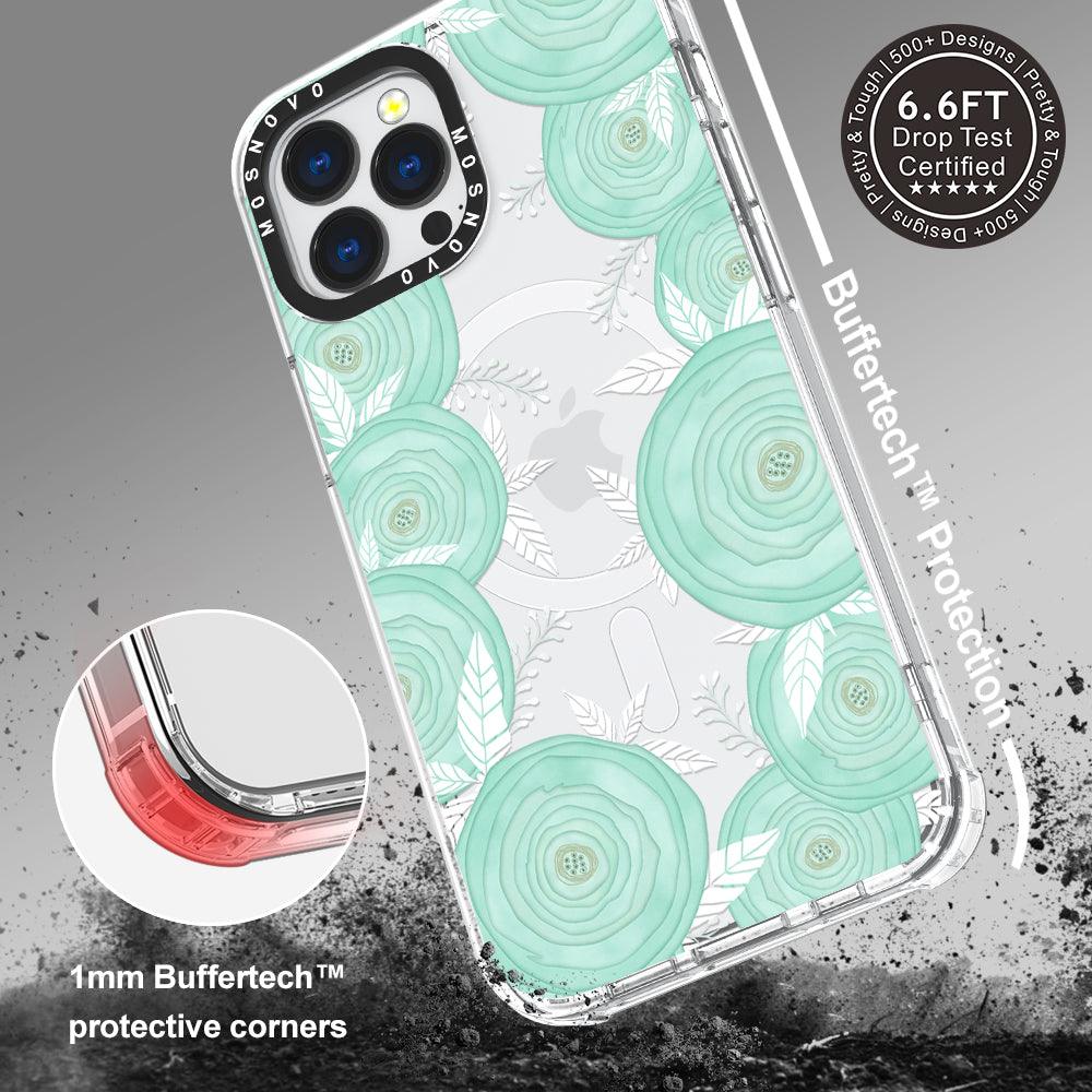 Mint Flower Phone Case - iPhone 13 Pro Max Case - MOSNOVO
