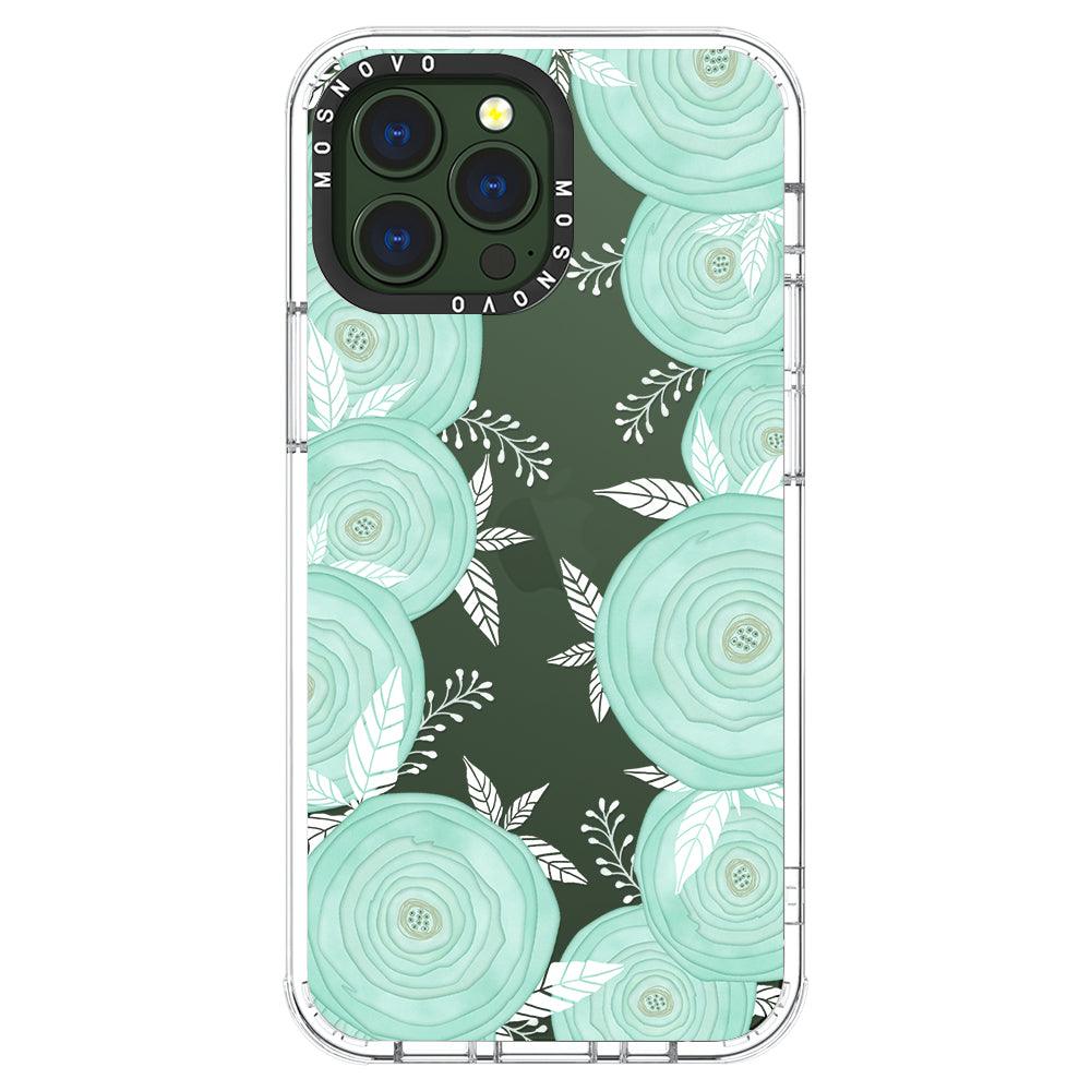 Mint Flower Phone Case - iPhone 13 Pro Max Case - MOSNOVO