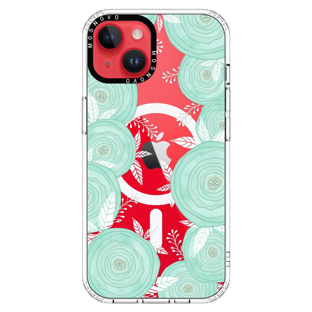 Mint Flower Phone Case - iPhone 14 Plus Case - MOSNOVO
