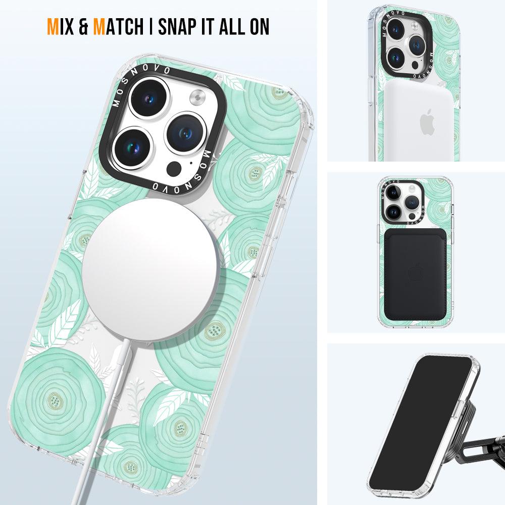 Mint Flower Phone Case - iPhone 14 Pro Case - MOSNOVO