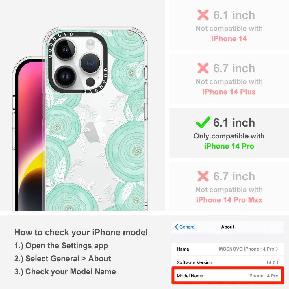 Mint Flower Phone Case - iPhone 14 Pro Case - MOSNOVO