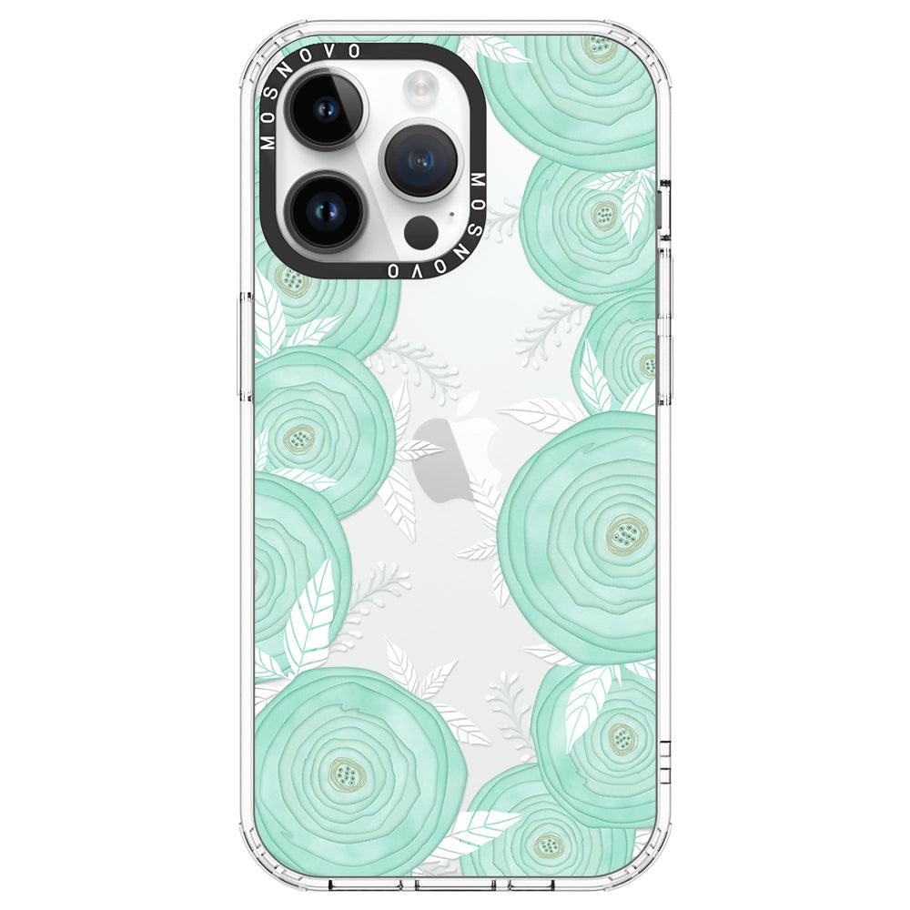 Mint Flower Phone Case - iPhone 14 Pro Max Case - MOSNOVO