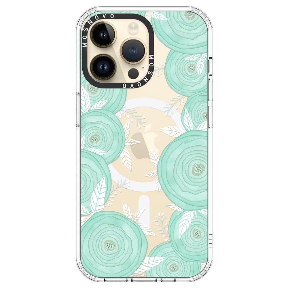 Mint Flower Phone Case - iPhone 14 Pro Max Case - MOSNOVO