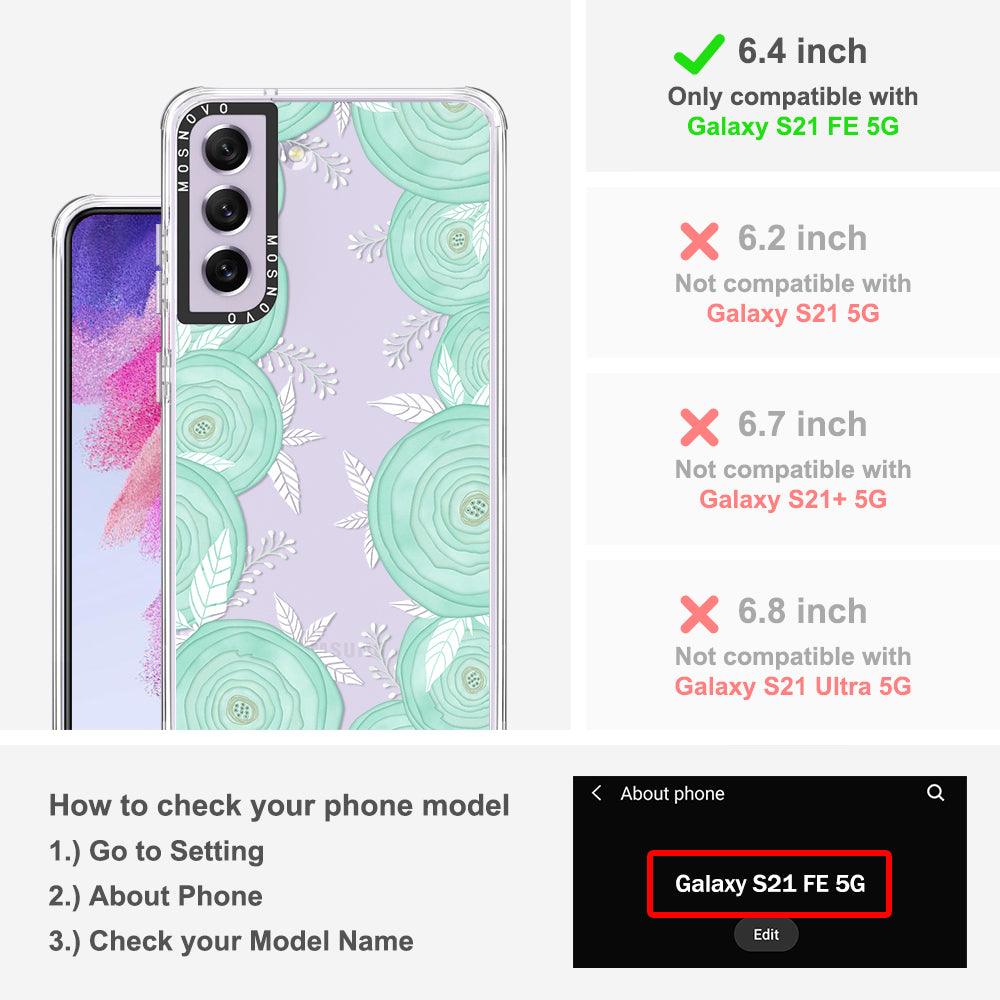 Mint Flower Phone Case - Samsung Galaxy S21 FE Case - MOSNOVO