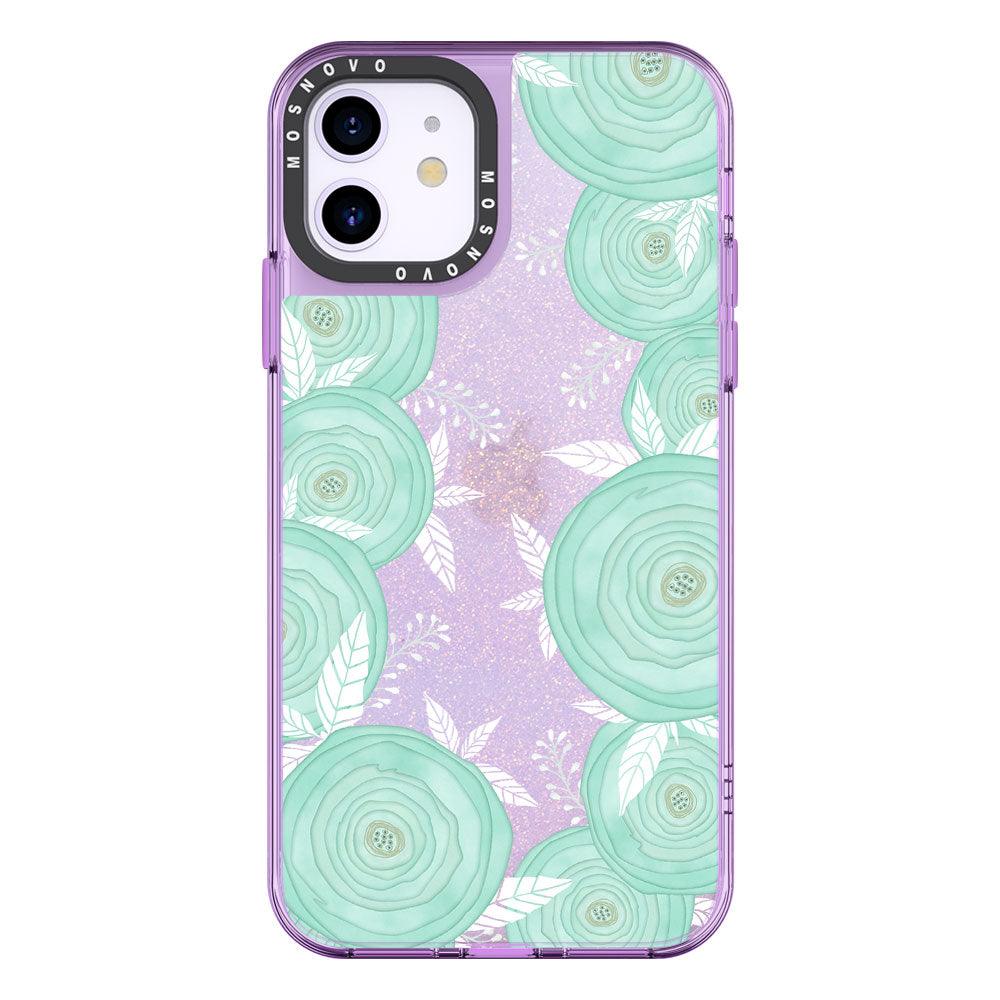 Mint Roses Glitter Phone Case - iPhone 11 Case - MOSNOVO