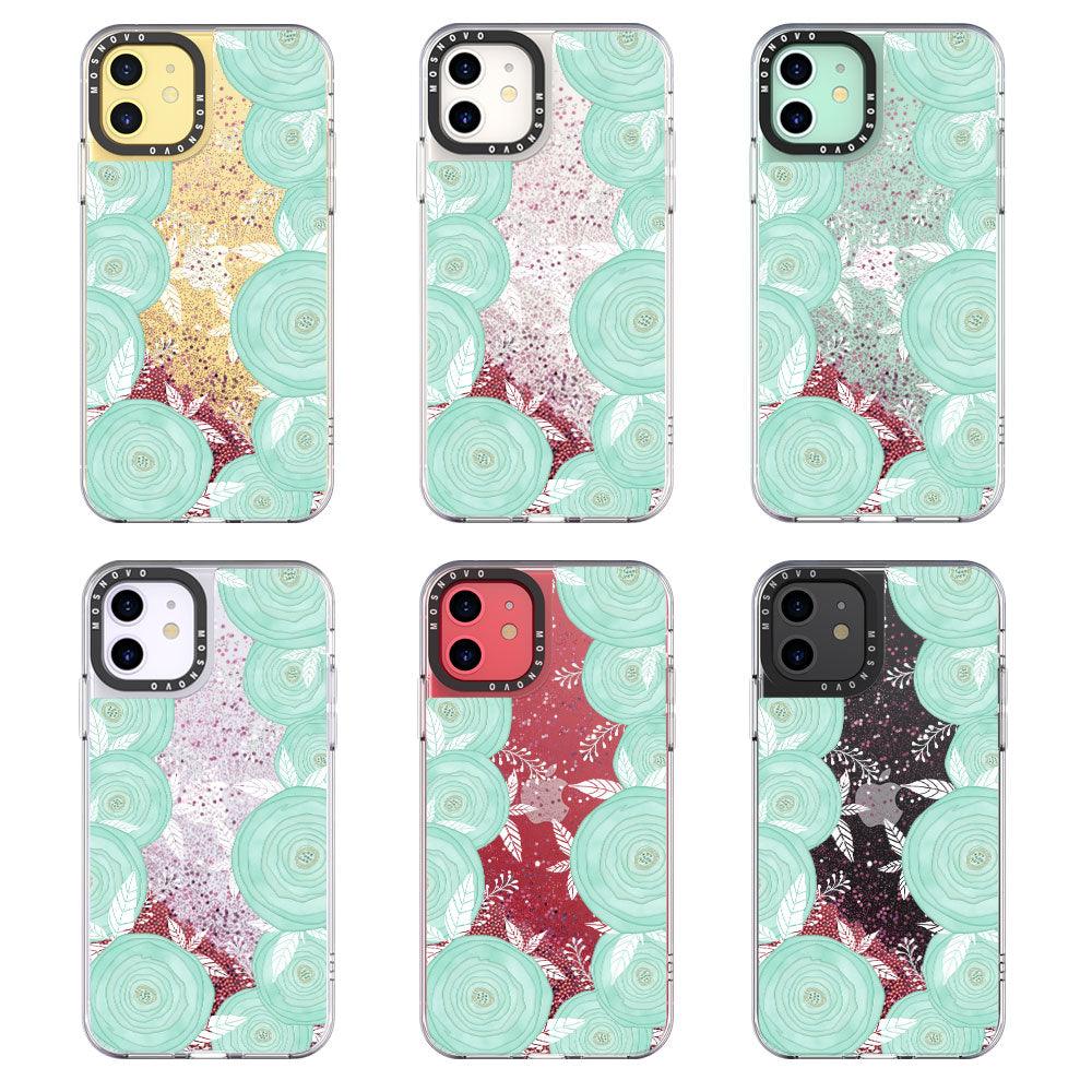 Mint Roses Glitter Phone Case - iPhone 11 Case - MOSNOVO