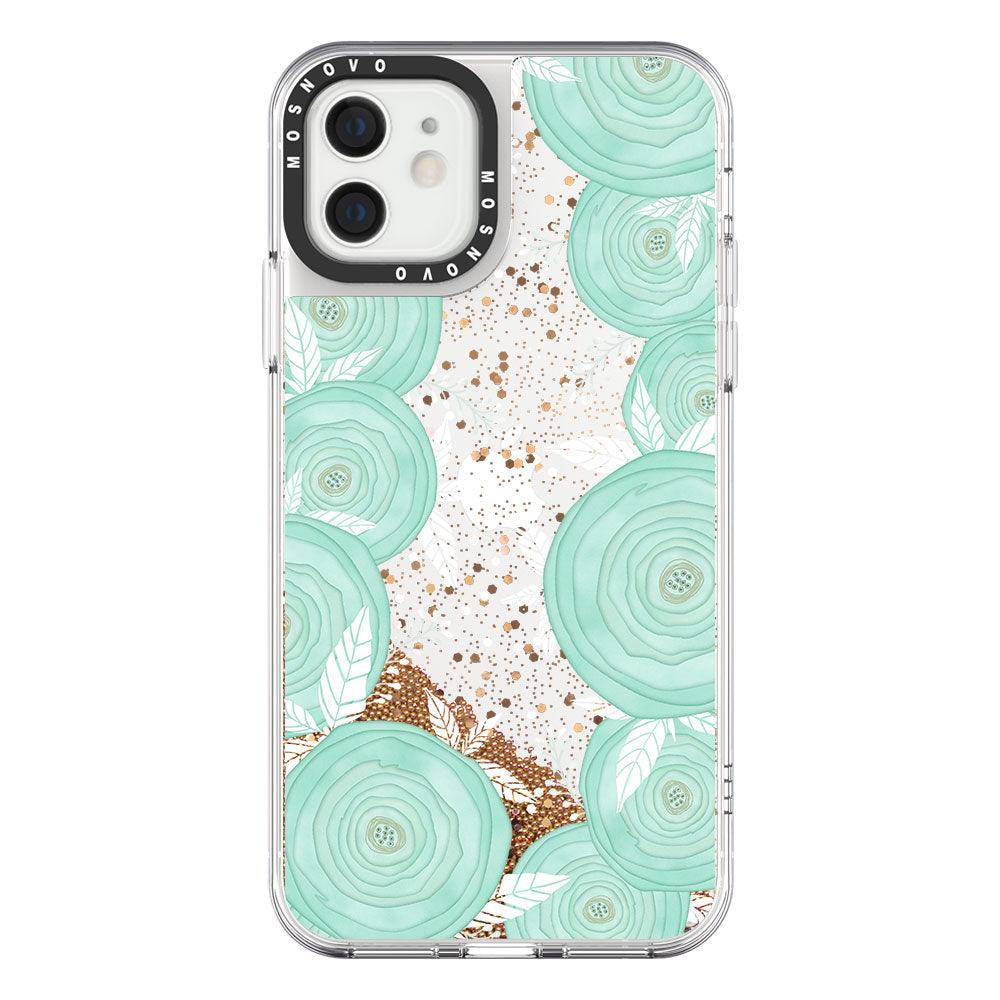 Mint Roses Glitter Phone Case - iPhone 12 Case - MOSNOVO