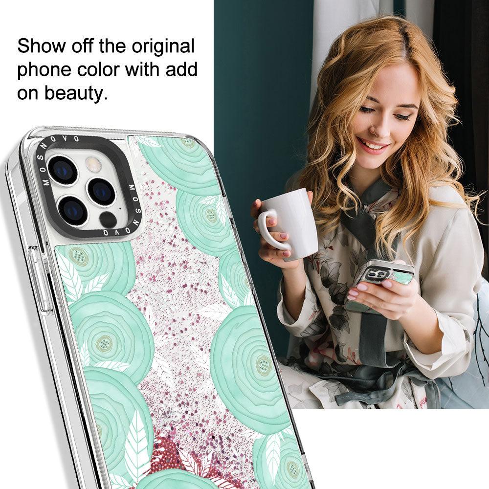 Mint Roses Glitter Phone Case - iPhone 12 Pro Case - MOSNOVO