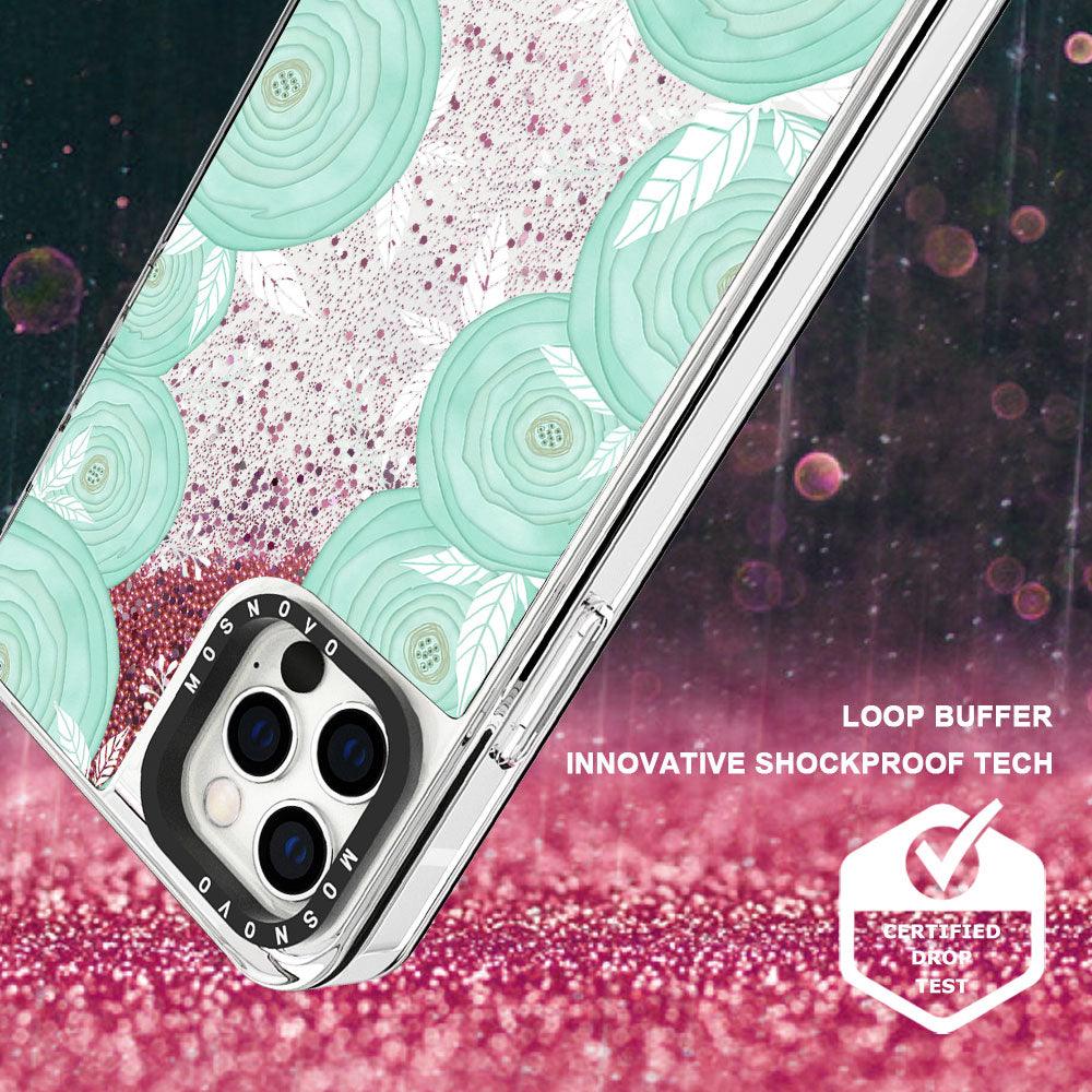 Mint Roses Glitter Phone Case - iPhone 12 Pro Case - MOSNOVO