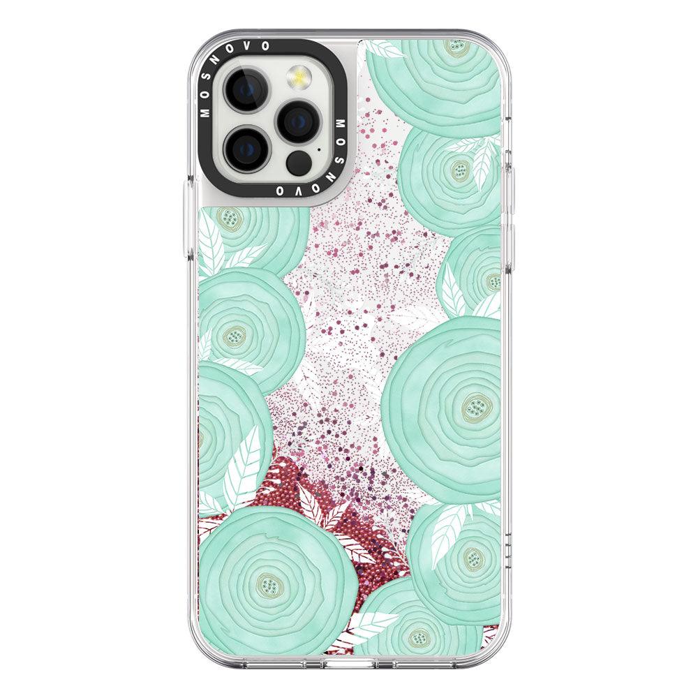 Mint Roses Glitter Phone Case - iPhone 12 Pro Max Case - MOSNOVO