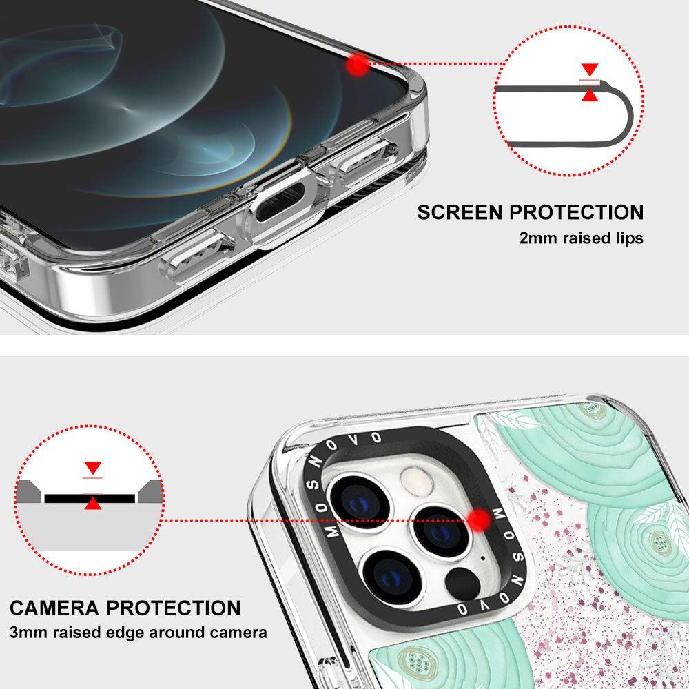 Mint Roses Glitter Phone Case - iPhone 12 Pro Max Case - MOSNOVO