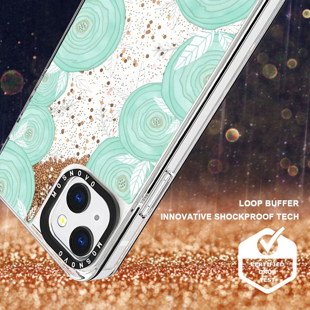 Mint Roses Glitter Phone Case - iPhone 13 Case - MOSNOVO