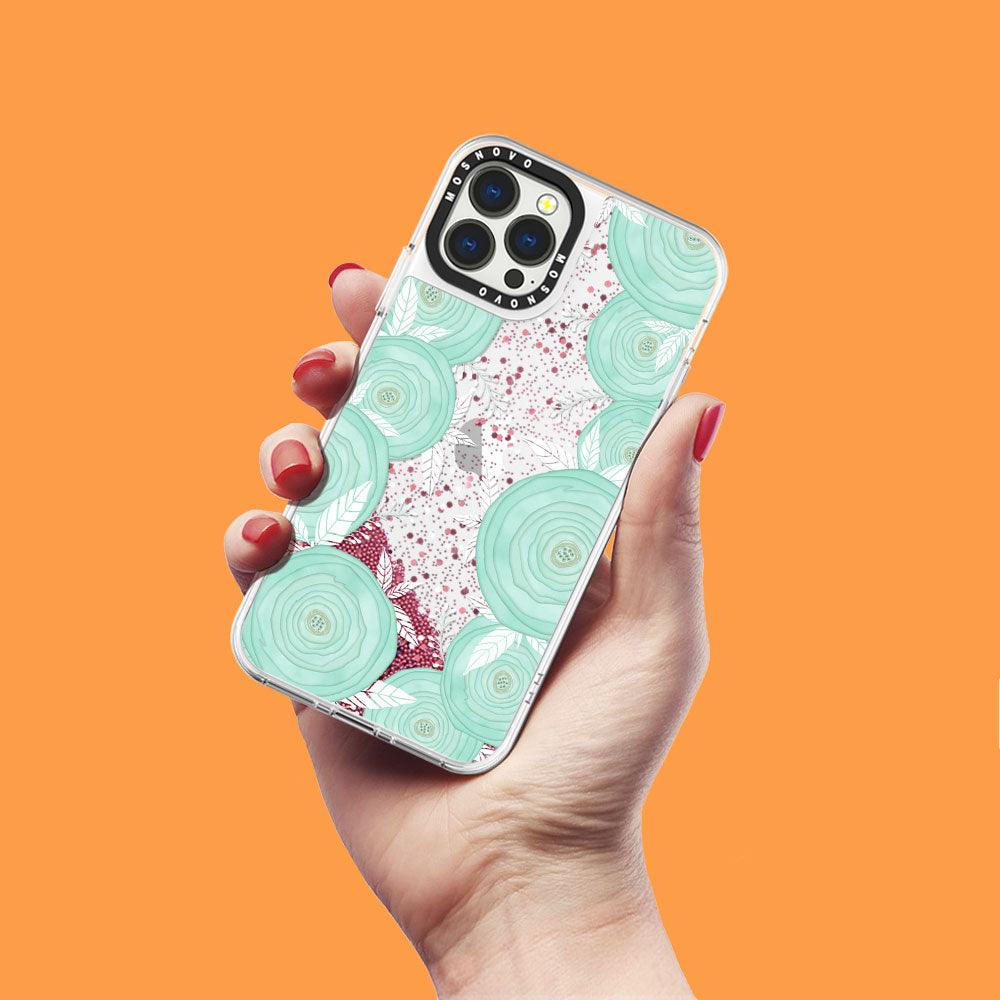 Mint Roses Glitter Phone Case - iPhone 13 Pro Max Case - MOSNOVO