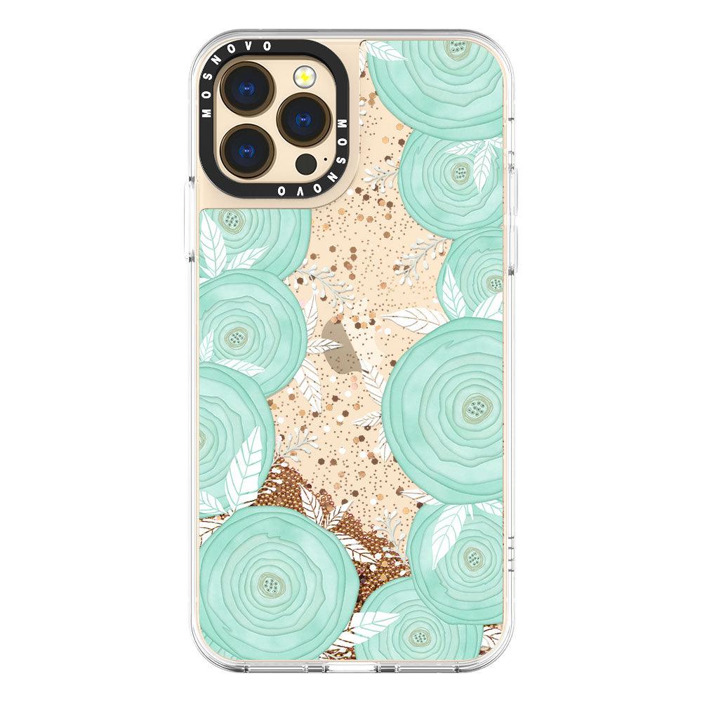 Mint Roses Glitter Phone Case - iPhone 13 Pro Max Case - MOSNOVO