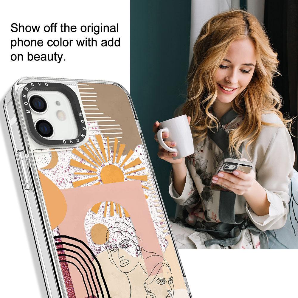 Modern Collage Art Glitter Phone Case - iPhone 12 Mini Case - MOSNOVO