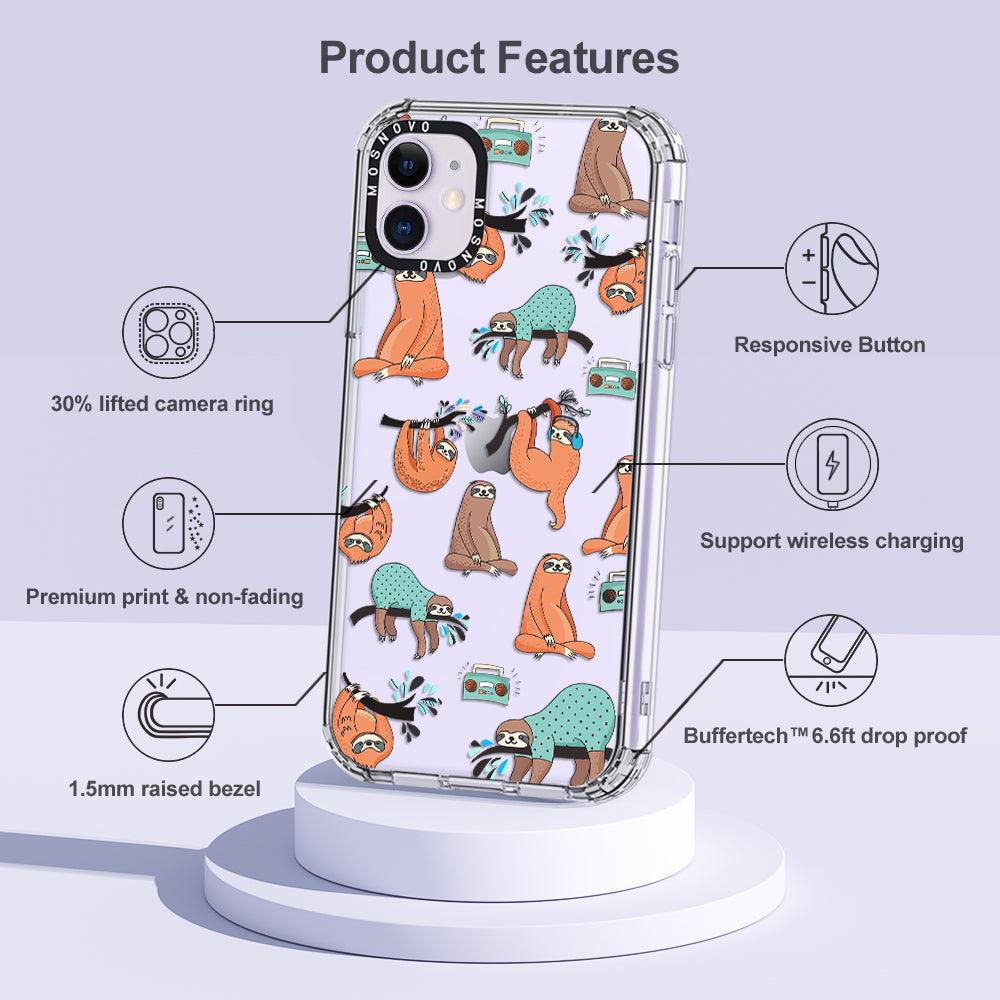 Musical Sloth Phone Case - iPhone 11 Case - MOSNOVO