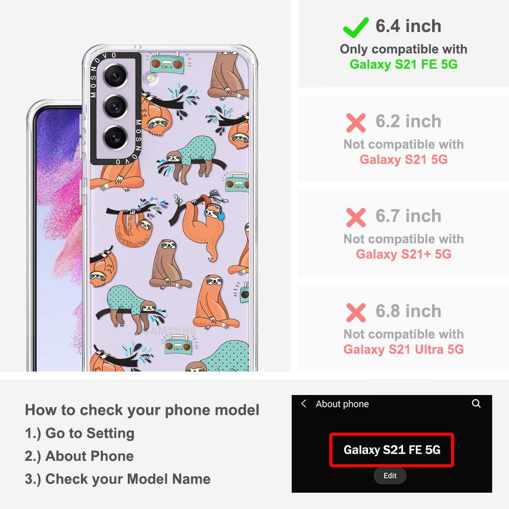 Musical Sloth Phone Case - Samsung Galaxy S21 FE Case - MOSNOVO