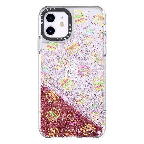 Neon Burgers Glitter Phone Case - iPhone 11 Case - MOSNOVO