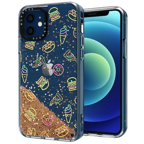 Neon Burgers Glitter Phone Case - iPhone 12 Case - MOSNOVO