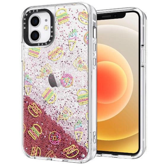 Neon Burgers Glitter Phone Case - iPhone 12 Mini Case - MOSNOVO