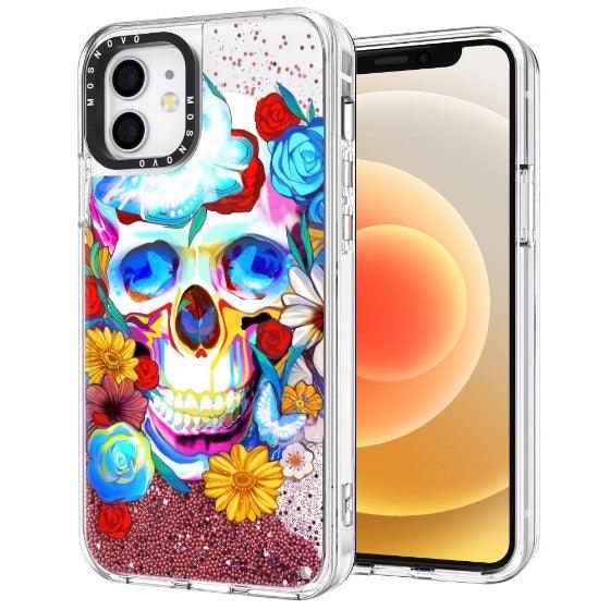 Neon Skull Glitter Phone Case - iPhone 12 Mini Case - MOSNOVO