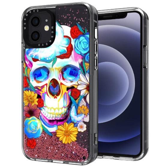 Neon Skull Glitter Phone Case - iPhone 12 Mini Case - MOSNOVO