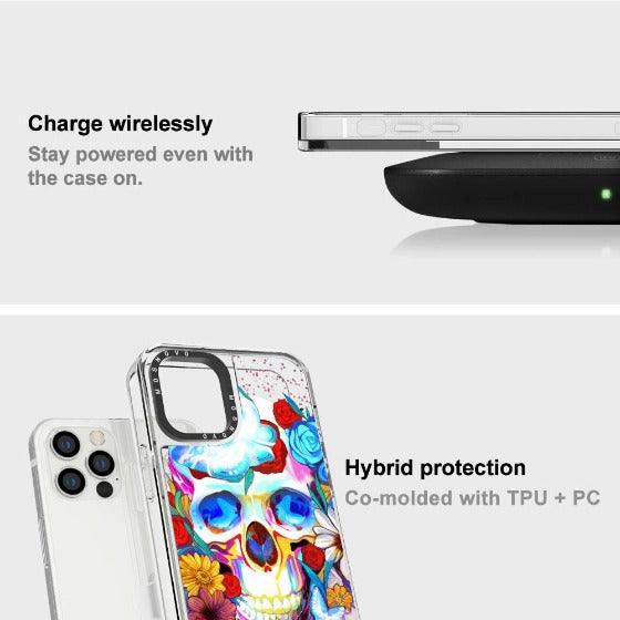 Neon Skull Glitter Phone Case - iPhone 12 Pro Max Case - MOSNOVO