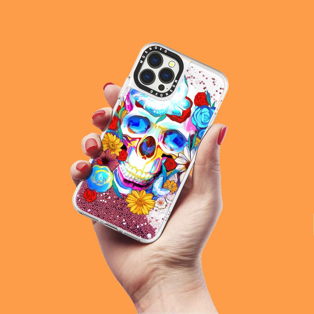 Neon Skull Glitter Phone Case - iPhone 13 Pro Max Case - MOSNOVO