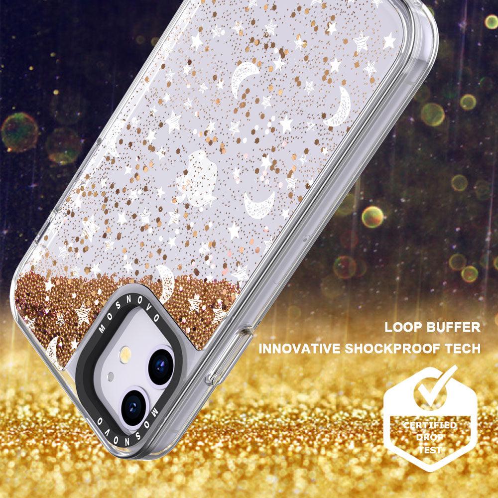 Night Moon Sky Glitter Phone Case - iPhone 11 Case - MOSNOVO