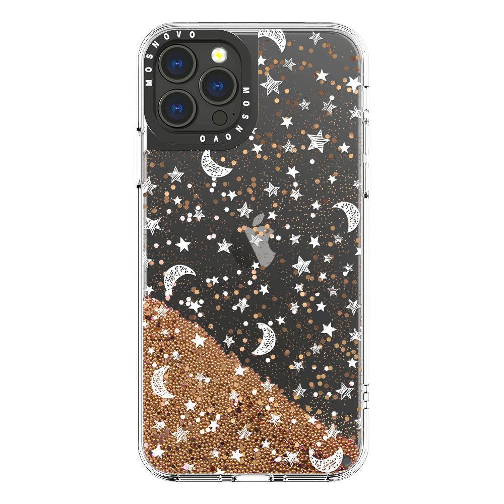 Night Moon Sky Glitter Phone Case - iPhone 13 Pro Max Case - MOSNOVO