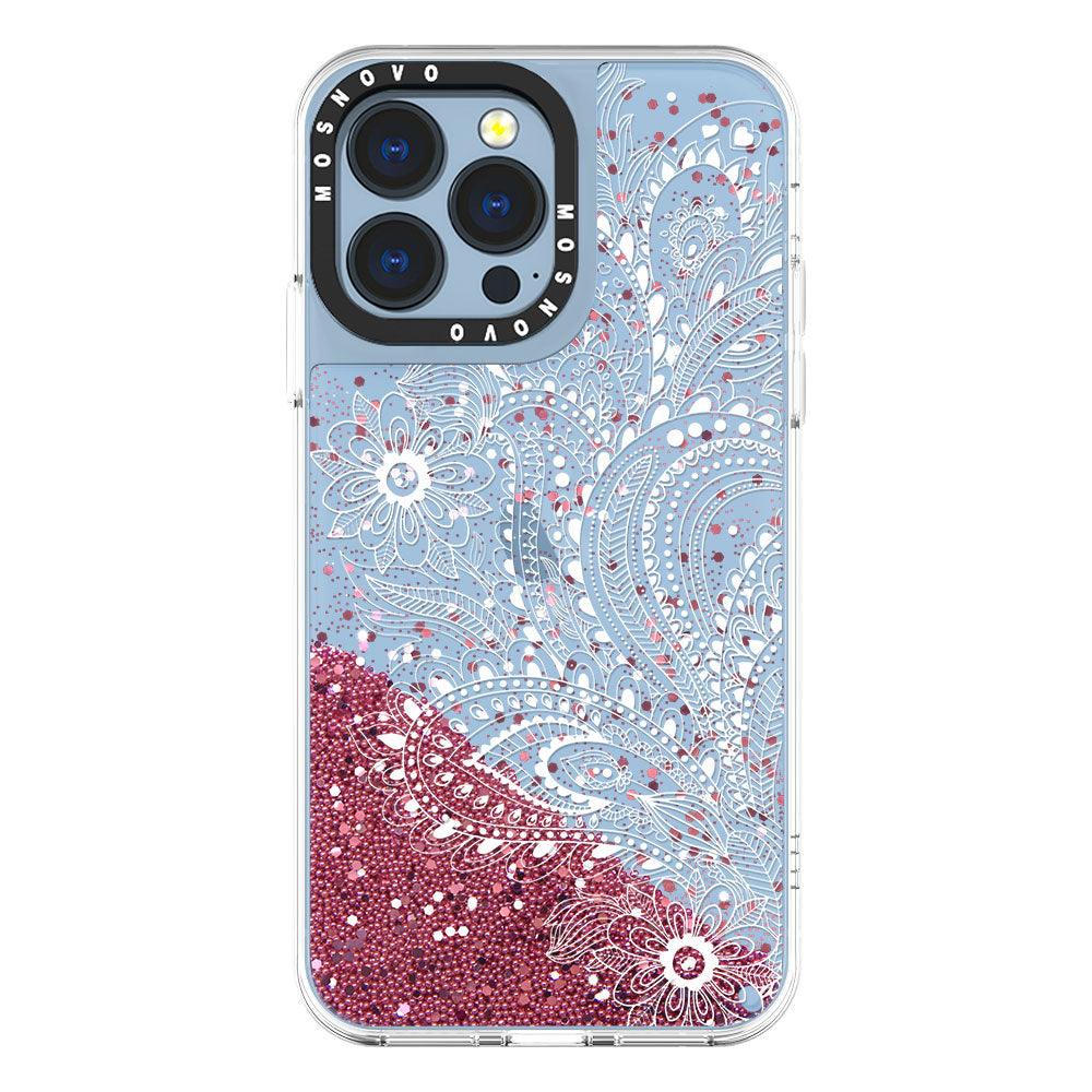 Paisley Floral Glitter Phone Case - iPhone 13 Pro Case - MOSNOVO