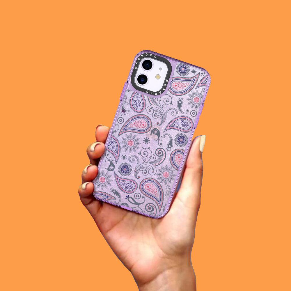 Paisley Glitter Phone Case - iPhone 11 Case - MOSNOVO